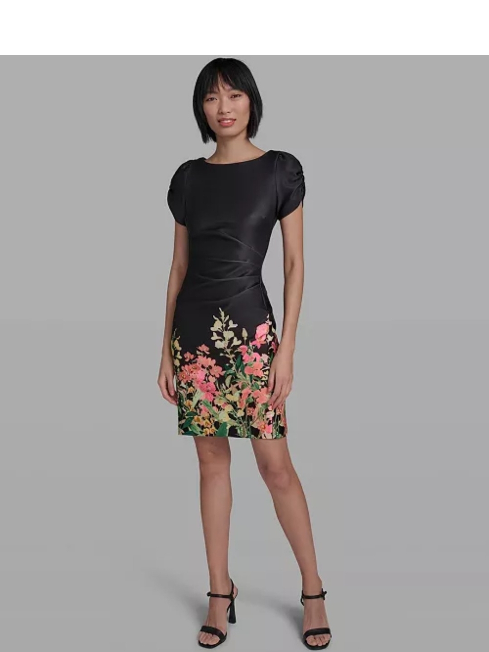 Karl Lagerfeld Paris Dress Puff Sleeve Floral Hem Size 14